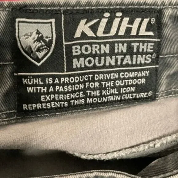 Kuhl Rydr Vintage Patina Dye Hiking Outdoor Work Pants Men Size 34X34 Gray/Black